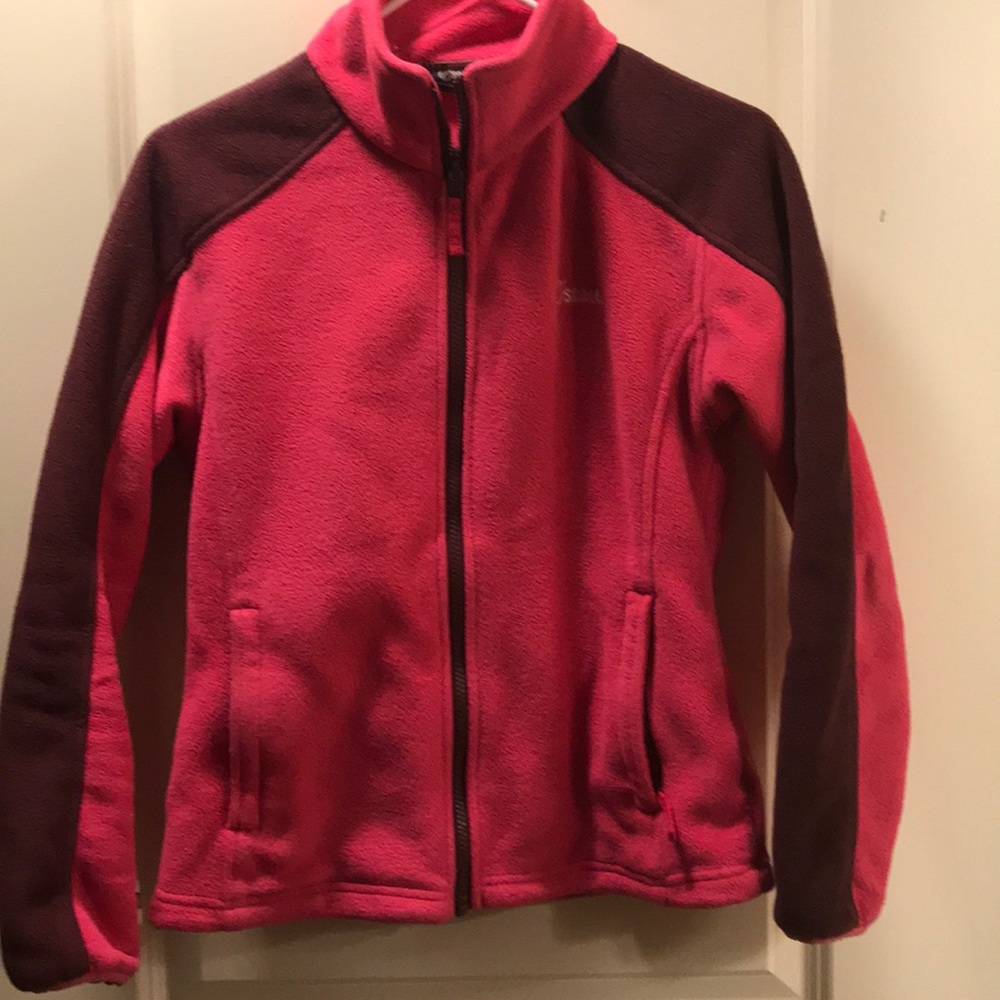 Pink and burgundy zip up fleece